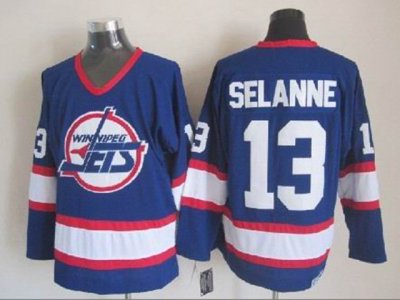 Winnipeg Jets #13 Teemu Selanne 1992 CCM Vintage Blue Jersey