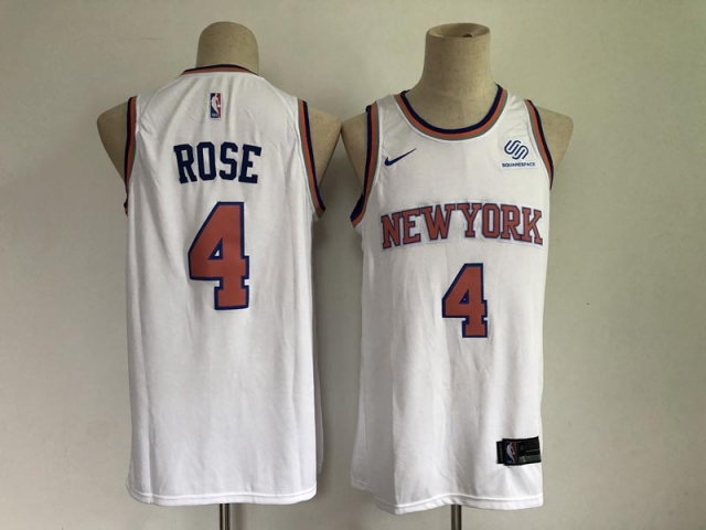 New York Knicks #4 Derrick Rose White Swingman Jersey - Click Image to Close