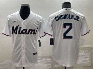Miami Marlins #2 Jazz Chisholm Jr. White Cool Base Jersey