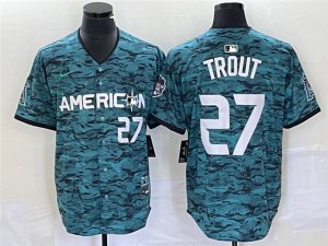 American League Los Angeles Angels #27 Mike Trout Teal 2023 MLB All-Star Game Jersey