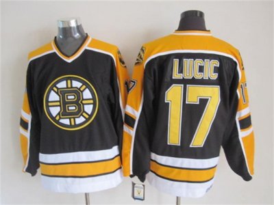 Boston Bruins #17 Milan Lucic 2000's Vintage CCM Black Jersey