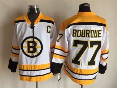 Boston Bruins #77 Ray Bourque Vintage CCM White Jersey