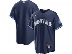 Chicago Cubs Custom #00 Navy 2021 City Connect Cool Base Jersey