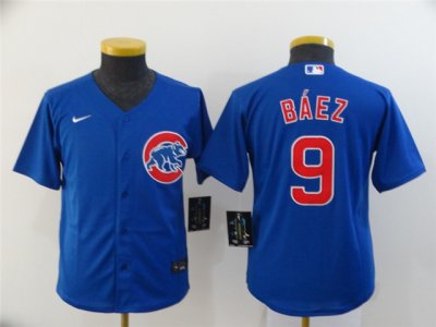Youth Chicago Cubs #9 Javier Baez Blue Cool Base Jersey