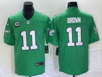 Philadelphia Eagles #11 A.J. Brown Kelly Green C Patch Vapor Limited Jersey