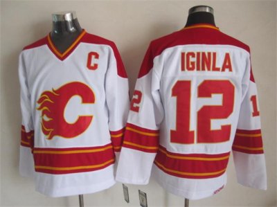Calgary Flames #12 Jarome Iginla 1989 CCM Vintage White Jersey