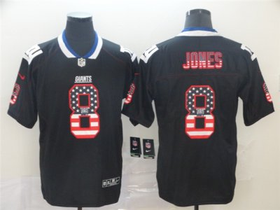New York Giants #8 Daniel Jones Black USA Flag Fashion Limited Jersey