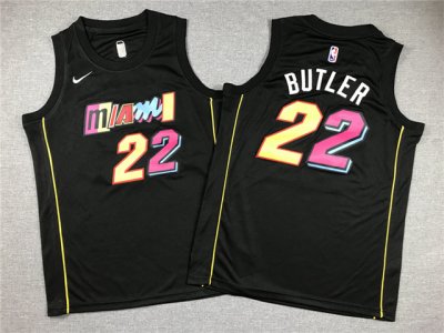 Youth Miami Heat #22 Jimmy Butler 2021-22 Black City Edition Swingman Jersey