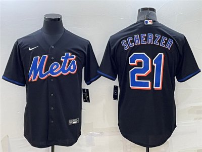 New York Mets #21 Max Scherzer 2022 Black Cool Base Jersey