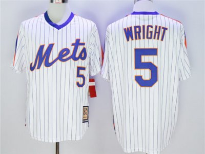 New York Mets #5 David Wright White Cooperstown Collection Cool Base Jersey