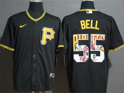 Pittsburgh Pirates #55 Josh Bell 2020 Black Printing Fashion Cool Base Jersey