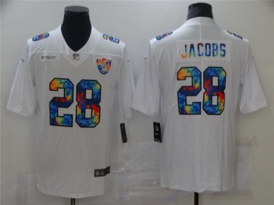 Las Vegas Raiders #28 Josh Jacobs White Rainbow Vapor Limited Jersey