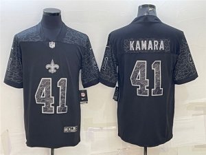 New Orleans Saints #41 Alvin Kamara Black RFLCTV Limited Jersey