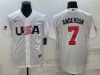 USA #7 Tim Anderson White 2023 World Baseball Classic Jersey