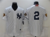 New York Yankees #2 Derek Jeter White Vintage 2001 World Series Patch/100 Seasons American League Patch Jersey