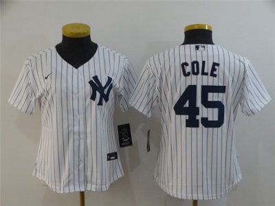 Women's New York Yankees #45 Gerrit Cole White Cool Base Jersey