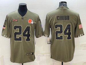 Cleveland Browns #24 Nick Chubb 2022 Olive Salute To Service Limited Jersey