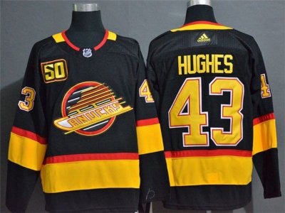 Vancouver Canucks #43 Quinn Hughes Black 50th Anniversary Jersey