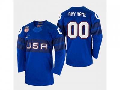NHL Team USA Cutom #00 Alternate Royal 2022 Beijing Winter Olympics Jersey