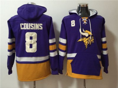 Minnesota Vikings #8 Kirk Cousins Purple With Pocket Hoodie Jersey