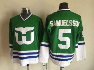 Hartford Whalers #5 Ulf Samuelsson 1989 Vintage CCM Green Jersey