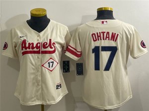 Women's Los Angeles Angels #17 Shohei Ohtani Cream 2022 City Connect Cool Base Jersey