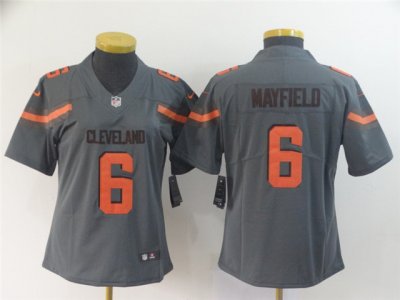 Women's Cleveland Browns #6 Baker Mayfield Gray Inverted Limited Jersey