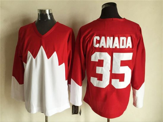 1972 Summit Series Team Canada #35 Tony Esposito CCM Vintage Red Hockey Jersey
