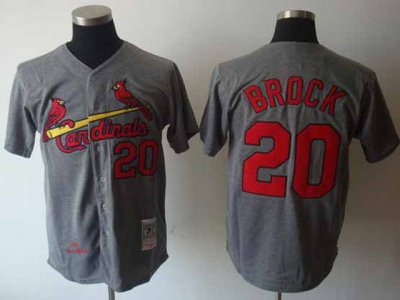 St. Louis Cardinals #20 Lou Brock 1967 Throwback Gray Jersey
