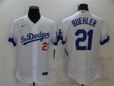 Los Angeles Dodgers #21 Walker Buehler White 2021 City Connect Flex Base Jersey