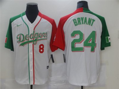 Los Angeles Dodgers #8/24 Kobe Bryant White Mexican Heritage Culture Night Jersey