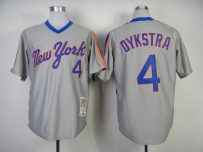 New York Mets #4 Lenny Dykstra 1987 Throwback Gray Jersey