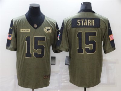 Green Bay Packers #15 Bart Starr 2021 Olive Salute To Service Limited Jersey