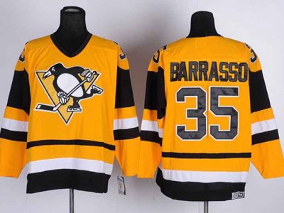 Pittsburgh Penguins #35 Tom Barrasso 1980's Vintage CCM Gold Jersey