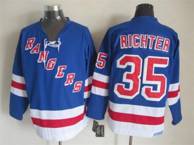 New York Rangers #35 Mike Richter CCM Vintage Blue Jersey