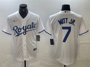 Kansas City Royals #7 Bobby Witt Jr. White Cool Base Jersey