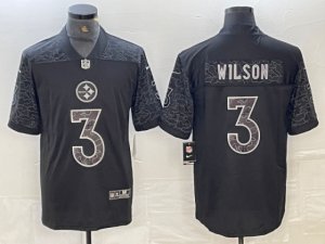Pittsburgh Steelers #3 Russell Wilson Black RFLCTV Limited Jersey