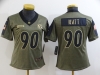 Women's Pittsburgh Steelers #90 T.J. Watt 2021 Olive Salute To Service Limited Jersey