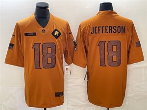 Minnesota Vikings #18 Justin Jefferson 2023 Brown Salute To Service Limited Jersey