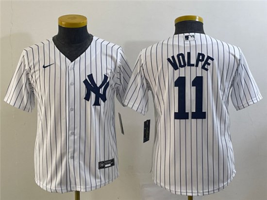 Youth New York Yankees #11 Anthony Volpe White Cool Base Jersey