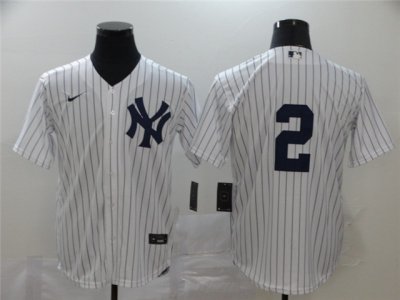 New York Yankees #2 Derek Jeter White Without Name Cool Base Jersey