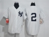 New York Yankees #2 Derek Jeter Throwback White Pinstripe Jersey