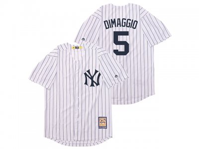 New York Yankees #5 Joe DiMaggio White Cooperstown Collection Cool Base Jersey