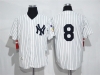 New York Yankees #8 Yogi Berra White Pinstripe Throwback Jersey