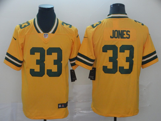 Green Bay Packers #33 Aaron Jones Gold Inverted Limited Jersey - Click Image to Close
