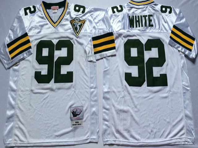Green Bay Packers #92 Reggie White Throwback White Jersey - Click Image to Close