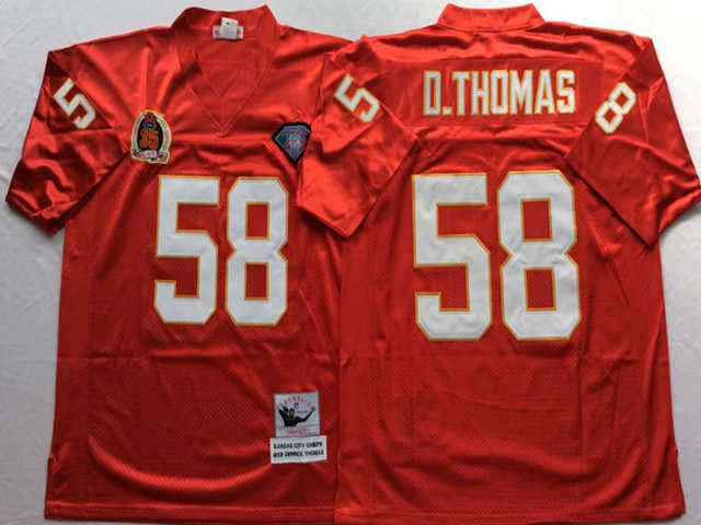 Kansas City Chiefs #58 Derrick Thomas Throwback Red Jersey - Click Image to Close