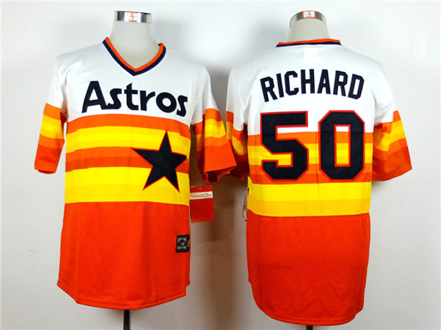 Houston Astros #50 J.R. Richard Cooperstown Collection Throwback Orange Jersey - Click Image to Close