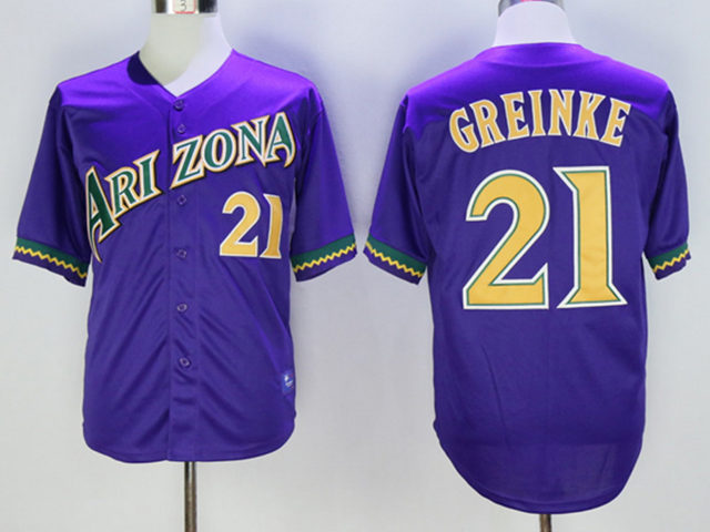Arizona Diamondbacks #21 Zack Greinke Throwback Purple Jersey - Click Image to Close