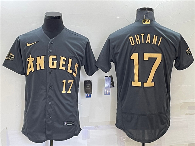 Los Angeles Angels #17 Shohei Ohtani Charcoal 2022 MLB All-Star Game Flex Base Jersey - Click Image to Close
